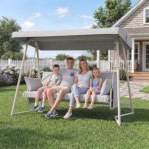 Balançoire <span class=keywords><strong>de</strong></span> patio extérieure pour 3 à 4 personnes, balançoire <span class=keywords><strong>de</strong></span> véranda avec support, coussins et oreillers amovibles pour <span class=keywords><strong>jardin</strong></span>, cour arrière, bord <span class=keywords><strong>de</strong></span> piscine - Product Image 6