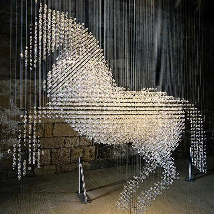 Aangepaste Diverse Sculpturen Hotel Lobby Villa Salon Decoratie Groot Project Led Kristallen Kroonluchter Verlichting