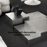 Table basse carrée en acier inoxydable au design géométrique rétro nordique, texture métallique moderne, pour salon, mobilier de maison, garantie un an