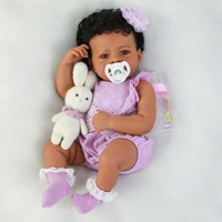 Poupée Reborn Afro-Américaine Noire de 20 Pouces, Peau Foncée Réaliste, Nouveau-né, Bébé, Peinte à la Main, Réaliste, Cadeau de Collection