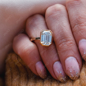 Nhẫn kim cương nhân tạo CVD VVS2 mài giác cổ điển, vàng nguyên chất cao cấp dành cho nữ, dùng làm nhẫn đính hôn, nhẫn cưới - Product Image 3