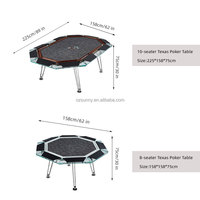 Table de jeu de luxe professionnelle octogonale 10 places avec cartes RFID, verre trempé ultra-transparent, étanche et durable, pour Texas Hold'em et usage familial