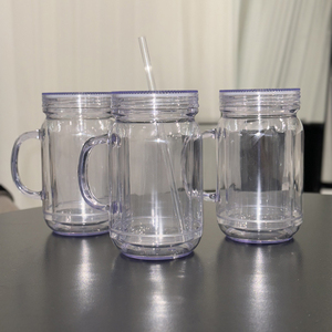 Pre-Drilled 20oz Snow Globe <strong>Tumbler</strong> Double Wall Acrylic <strong>Mason</strong> <strong>Jar</strong> Custom DIY Personalized Cold Plastic Mugs for UV DTF Glitter - Product Image 1