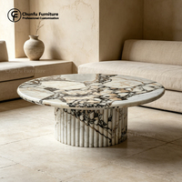 Table basse en marbre naturel Calacatta Viola de style nordique moderne et luxueux, table centrale décorative en travertin pour villa