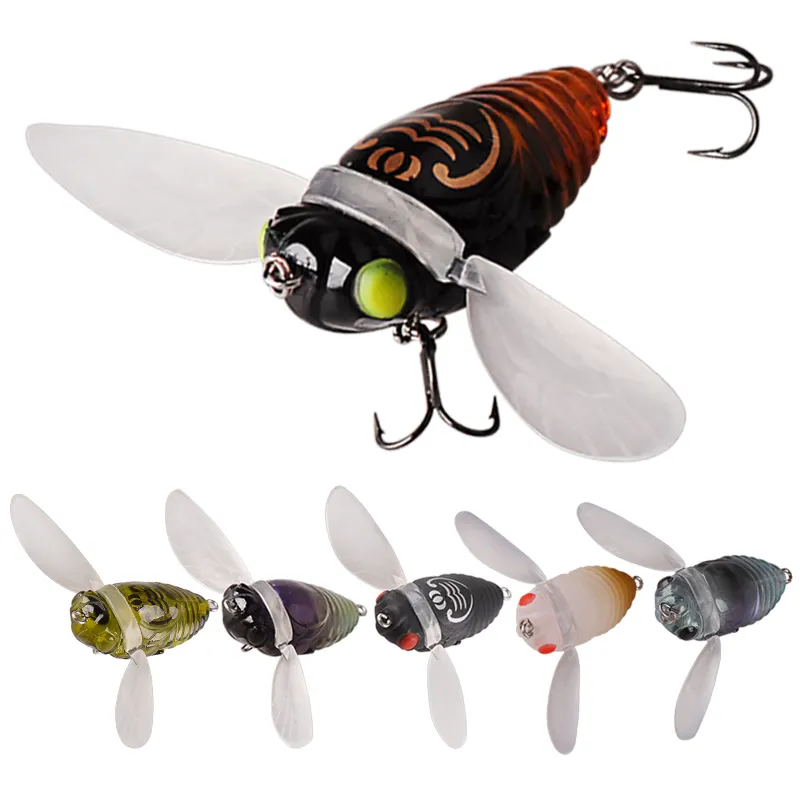 BASSKING 4cm 6.1g Floating Cicada Bait Pesca Bionic Insect Popper Fishing Lure Topwater Wobbler Artificial Hard Bait Crankbait