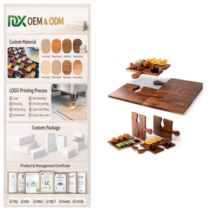 Ensemble de 4 planches à découper en bois d'acacia de haute qualité, grandes planches à charcuterie avec poignées en puzzle, planches à découper - Product Image 1