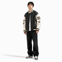 Veste universitaire personnalisée de style californien, noir et blanc, logo personnalisé, broderie d'hiver, ODM OEM en stock