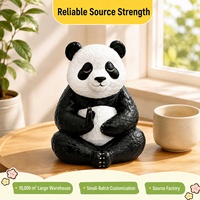Figurine en résine de panda méditant mignon en noir et blanc, sculpture d'animal zen pour la décoration de salon, bureau, étagère, maison