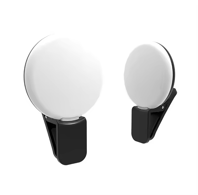 Beauty Customizable LOGO USB Rechargeable Mini LED Selfie Ring Light with Clip-on Battery Plastic for All Smartphone