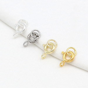 Conector de joyería con cierre de resorte de oro de 18k para pulseras y collares, accesorios DIY, fornituras metálicas chapadas, opciones en oro blanco de 14k y plata. - Product Image 3
