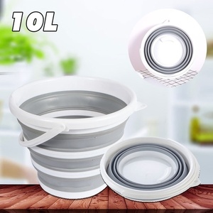 Household 10L Foldable Cleaning Washing Round Collapsible <strong>Folding</strong> Water Silicone Plastic <strong>Buckets</strong> for Camping Fishing - Product Image 5