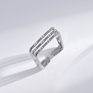 wholesale plata 925 sterling silver Golden pearl zircon <b>ring</b> Romantic <b>wedding</b> 14k gold plated geometric <b>cubic</b> <b>zirconia</b> <b>rings</b> - Product Image 4