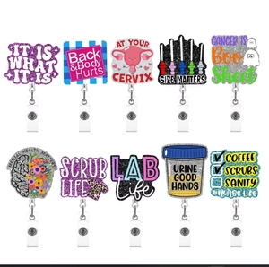 2025 New Arrival 1 Mảnh Long Lanh Acrylic Có Thể Thu Vào Y Tá Huy Hiệu Reel Thời Trang Y Tế Chai Vương Miện Bác Sĩ ID Chủ Thẻ Dây Buộc - Product Image 3