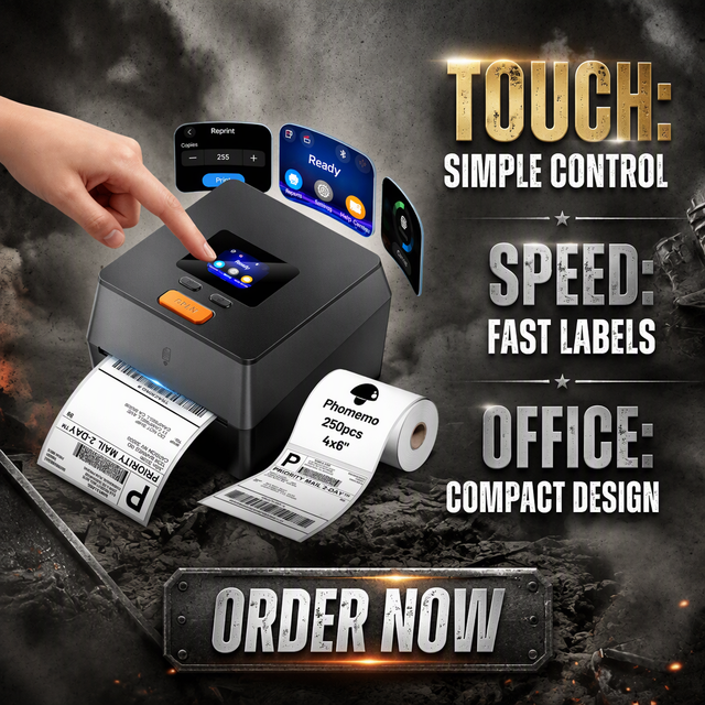 Phomemo D420D Touchscreen Shipping Label Printer 4x6 Inch Wireless Thermal 203dpi Inkless for Ecommerce Sellers