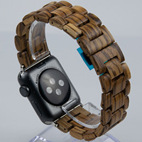 Untuk tali jam tangan Apple, Untuk tali jam tangan iWatch, Gesper kupu-kupu kayu solid jenis kayu cendana Indonesia, tali kayu murni Untuk Apple Watch