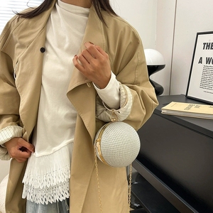 Borsetta a sfera rotonda <span class=keywords><strong>nera</strong></span> in <span class=keywords><strong>argento</strong></span> dorato per donna di lusso con strass brillante con strass borsa da sera - Product Image 6