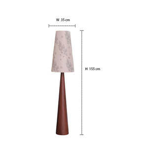 Lámpara de pie vintage Wabi Sabi de madera y tela de 155 cm de altura para dormitorio, casa de huéspedes, área del sofá, estilo retro. - Product Image 1