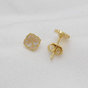 ต่างหูเม็ดเดี่ยวชุบทอง925ต้นไม้เงินแท้ของชีวิตดีไซน์ทันสมัยสวยงาม - Product Image 2