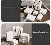 Boîte d'emballage pour bijoux en carton blanc tricotée à la main avec doublure en éponge/EVA, luxe léger, haut de gamme, boîte en deux parties