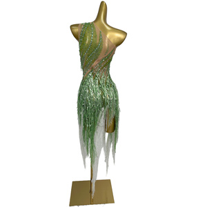 Robe longue asymétrique à strass et franges pour femme, idéale pour anniversaire, soirée, banquet, club, fête, spectacle ou <span class=keywords><strong>festival</strong></span> - Product Image 5