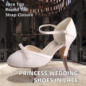 Zapatos de Novia Personalizados Estilo Princesa, Zapatos de Boda Blancos con Encaje, Tira Única, PU Antideslizante, Tacones de Cuña, Tendencia de Moda de Verano y Otoño - Product Image 3
