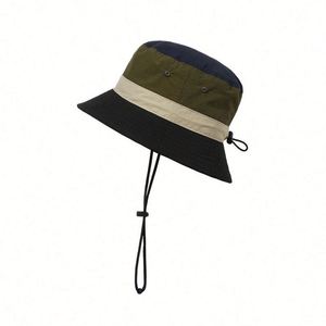 Autumn Spring Kids Sporty 5-Panel Bucket <b>Hat</b> Quick-Drying Waterproof with Drawstring Windproof and Color Shade Features - Product Image 3