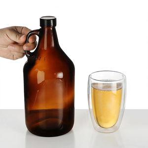 1 lít 64 oz hổ phách thủy tinh Jug halt gallon bia chai với nắp cho rượu vang nước giải khát bán buôn - Product Image 3
