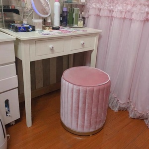 Wholesale Modern Furniture Living Room <strong>Stool</strong> pink Velvet Round Pouf <strong>Ottoman</strong> - Product Image 2