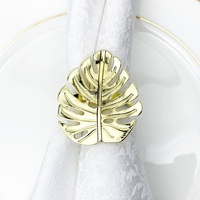 Anneau de serviette en feuille, or, argent, métal pour la fixation de table