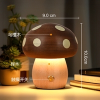 Lampe d'ambiance champignon en bois massif créatif Ins Lampe de chevet Décoration en hêtre Lampe à LED pour enfants Cadeau de fille