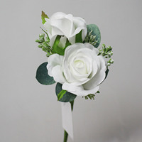 Ensemble de boutonnières et corsages de luxe en soie blanche pour mariage, mariée, marié, bal de promo, événement formel, décoration, ensemble de boutonnières et corsages blancs