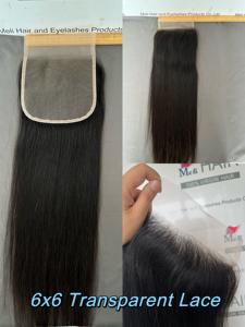 Fermetures en dentelle transparente couleur noir naturel 2x6 4x4 5x5 6x6 7x7 - Product Image 5