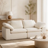 Canapé modulaire sectionnel en tissu, compressible, capitonné, rembourré en mousse, trois places, en forme de L, moderne, pour appartement, villa, hôtel, convertible en lit