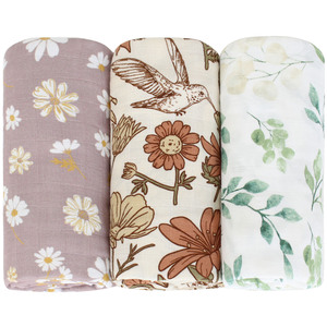 Trẻ sơ sinh tất cả các mùa chống bụi Mite 200tc động vật in khăn tắm Swaddle chăn Muslin tre bông gạc bọc trẻ em bộ đồ giường - Product Image 3