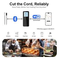 Termómetro de Cocina Digital de Doble Sonda con Pantalla LCD, Resistente al Agua IP67, de Acero Inoxidable, con Control Inalámbrico por Aplicación Inteligente para Carne