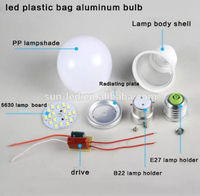 Tech — ampoule LED B22/E27, matériel d'ampoule en plastique et aluminium de haute qualité, 5w 7w 9w 12w 15w 18w