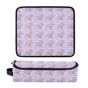 Bolsa de Maquillaje y para Herramientas de Peinado 2 en 1 de Nailon, con Estampado Personalizado de Palaka Morado Hawaiano, Resistente al Calor, para Mujer - Product Image 3