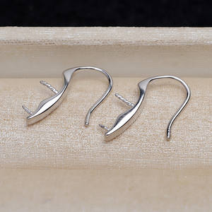 Boucles d'oreilles en argent S925, forme de grande cuillère, avec perle de 14-15 mm incrustée, crochet d'oreille, accessoires de bricolage, plateau vide JG5187, plaqué or - Product Image 4