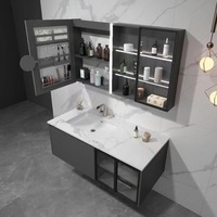 Meuble-lavabo mural moderne à miroir pour salle de bain, nouvelle conception, résistant à l'eau, facile à nettoyer, directement de l'usine