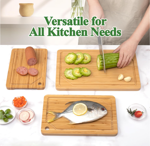Papan pemotong sayur bambu, papan potong Bambu daging buah 3 potong murah kualitas tinggi - Product Image 3
