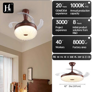 Ventilador de Techo con Lámpara LED Retráctil de Diseño Moderno de 42 Pulgadas con Control Remoto para Iluminación Decorativa - Product Image 5