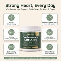 OEM ODM Friandises à mâcher moelleuses pour chiens et chats, saveur poulet, 90 unités, soutien cardiovasculaire, CoQ10, Oméga 3, complément vitalité pour animaux de compagnie