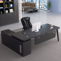 Set Scrivania Direzionale LBZ-124X, Scrivania di Lusso per Manager con Struttura a L, Design Moderno Minimalista in PVC