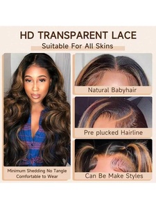 P1B/30 коричневый выделенный Омбре 13x4 парик из натуральных волос на фронтальной сетке, парик из натуральных волос, 180% плотность, 30 дюймов, оптовая цена - Product Image 3