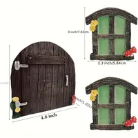 Décor enchanteur sur le thème des contes de fées: fenêtres et portes en forme d'arbre qui brillent dans le noir