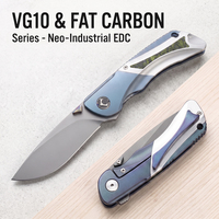 Couteau pliant d'extérieur VG10 en carbone et titane, avec verrouillage Frame Lock, pointe tombante, couteau de poche EDC pour le camping