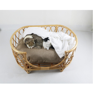 Niches pour chiens en rotin à motif uni, écologiques, universelles quatre saisons, lits pour animaux de compagnie en rotin véritable, artisanat - Product Image 2