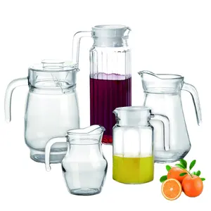 高品质1L玻璃壶和玻璃投手与塑料盖玻璃饮水罐