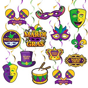 Set de Decoración para Fiesta Temática de Carnaval DAMAI, Decoraciones Colgantes de Cartón con Espirales para Mardi Gras - Product Image 1