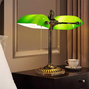 Lámpara de escritorio con Control táctil regulable antigua europea, Puerto USB de cristal verde tradicional, lámpara de mesa clásica Vintage de latón para banquero - Product Image 5